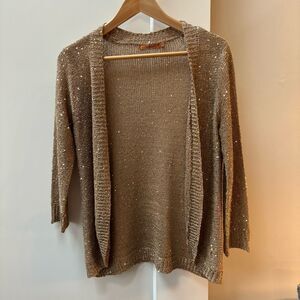 Belldini Gold Sequin Open Front Knit Cardigan - Size S
